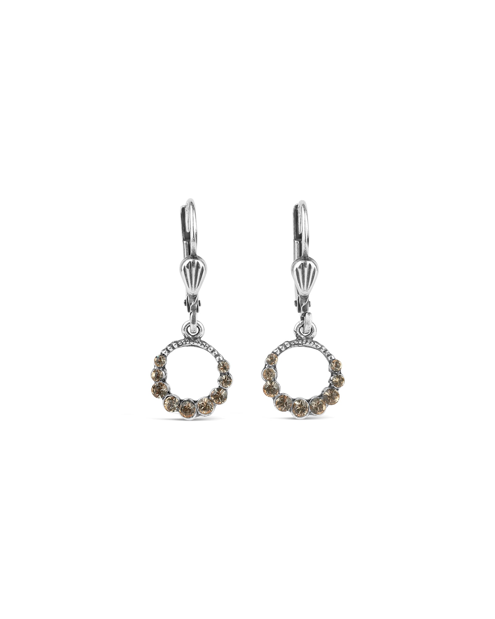 La Vie Parisienne-Gradient Crystal Ring Hooks | 10mm-Earrings-Sterling Silver Plated, Light Colorado Topaz Crystal-Blue Ruby Jewellery-Vancouver Canada