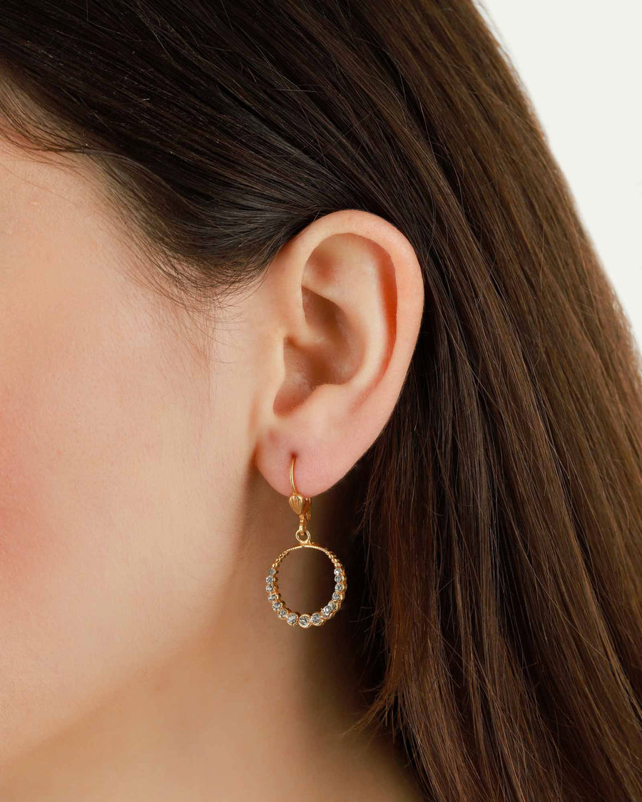 La Vie Parisienne-Gradient Crystal Ring Hooks | 20mm-Earrings-14k Gold Plated, White Crystal-Blue Ruby Jewellery-Vancouver Canada
