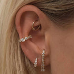 Quiet Icon-Graduated CZ Earcuff-Earrings-14k Gold Vermeil, Cubic Zirconia-Blue Ruby Jewellery-Vancouver Canada