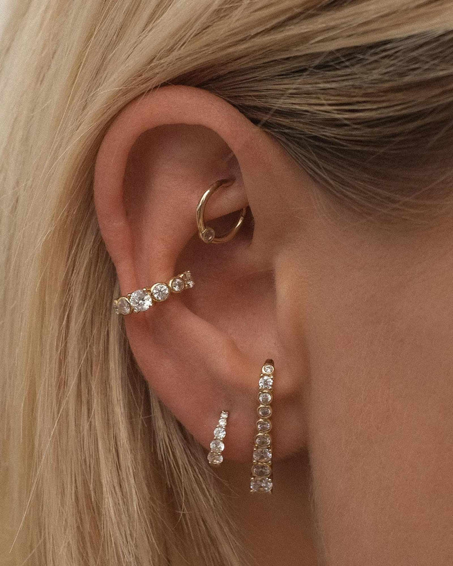 Quiet Icon-Graduated CZ Earcuff-Earrings-14k Gold Vermeil, Cubic Zirconia-Blue Ruby Jewellery-Vancouver Canada