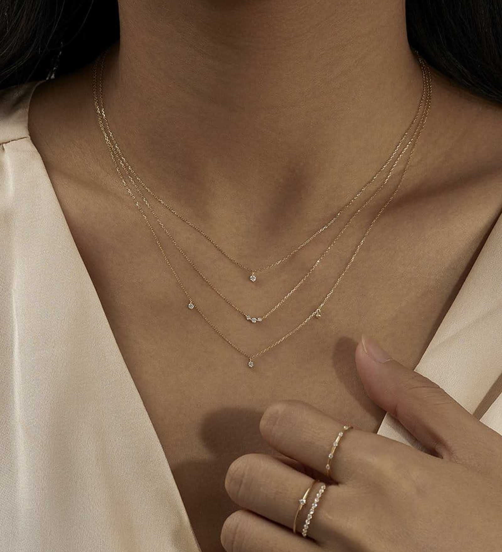 Quiet Icon-Graduated CZ Necklace-Necklaces-14k Gold Vermeil, Cubic Zirconia-Blue Ruby Jewellery-Vancouver Canada