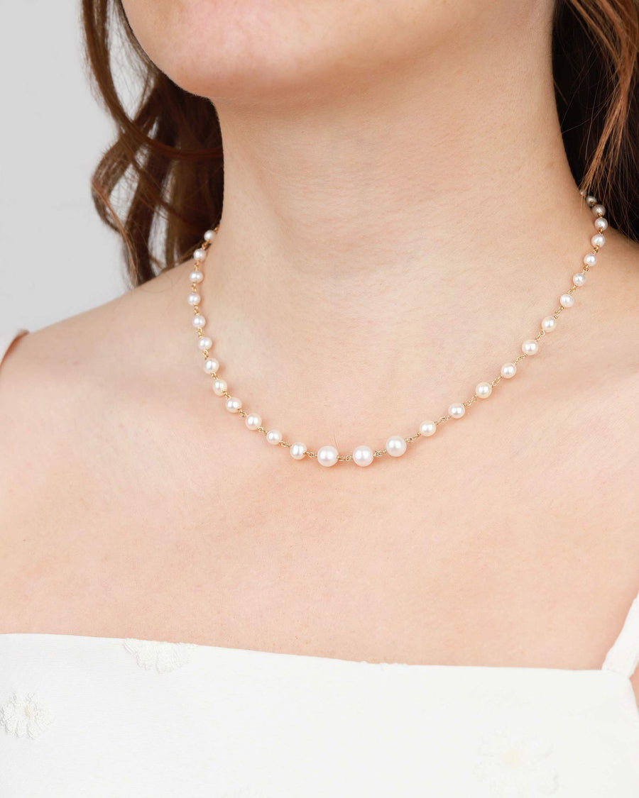 Poppy Rose-Graduated Pearl Strand Necklace-Necklaces-14k Gold Filled, Freshwater Pearls-Blue Ruby Jewellery-Vancouver Canada