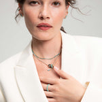 Adina Reyter-Graduated Turquoise + Diamond Curve Necklace-Necklaces-14k Yellow Gold, Diamond-Blue Ruby Jewellery-Vancouver Canada
