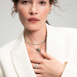 Adina Reyter-Graduated Turquoise + Diamond Curve Necklace-Necklaces-14k Yellow Gold, Diamond-Blue Ruby Jewellery-Vancouver Canada