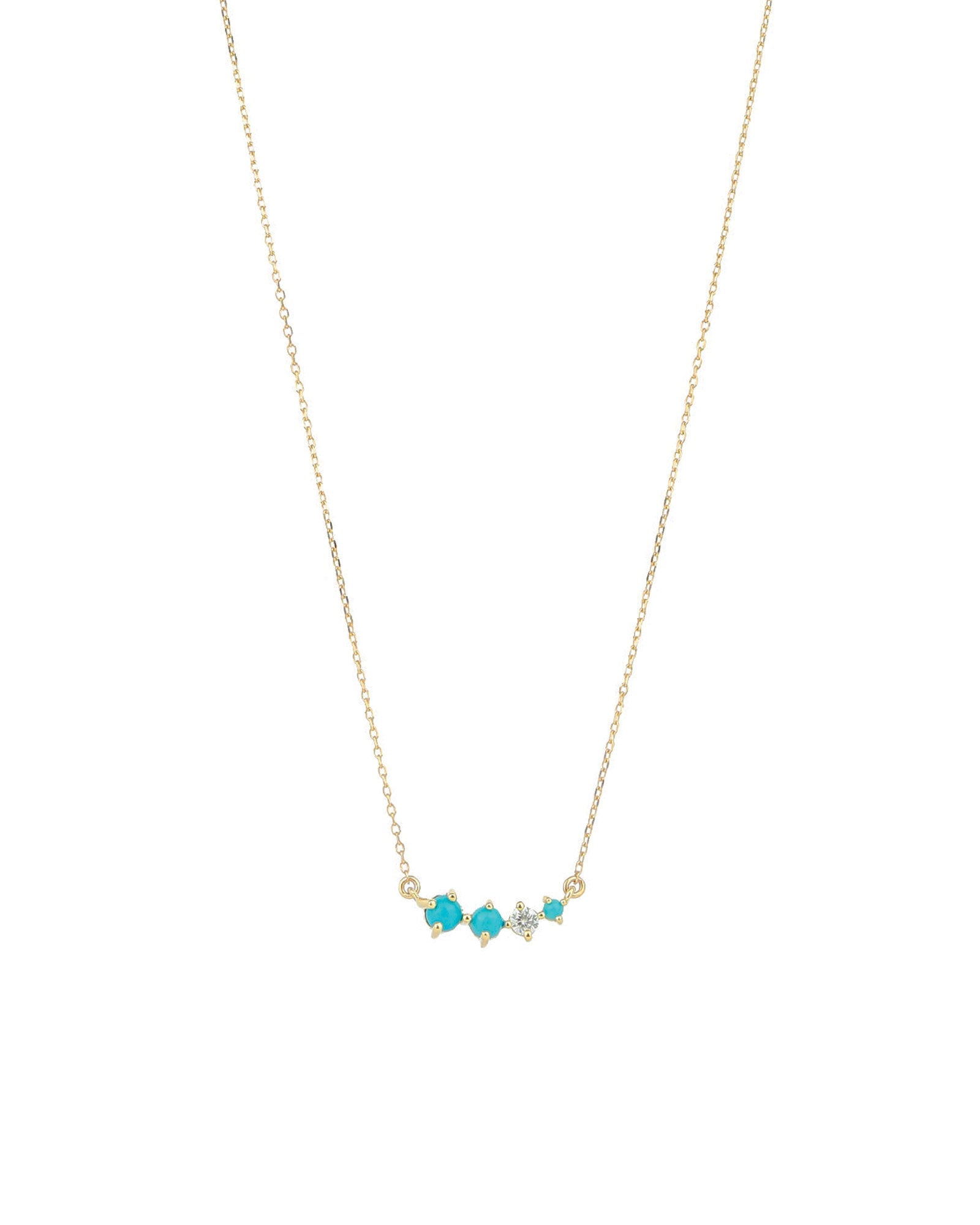 Adina Reyter-Graduated Turquoise + Diamond Curve Necklace-Necklaces-14k Yellow Gold, Diamond-Blue Ruby Jewellery-Vancouver Canada