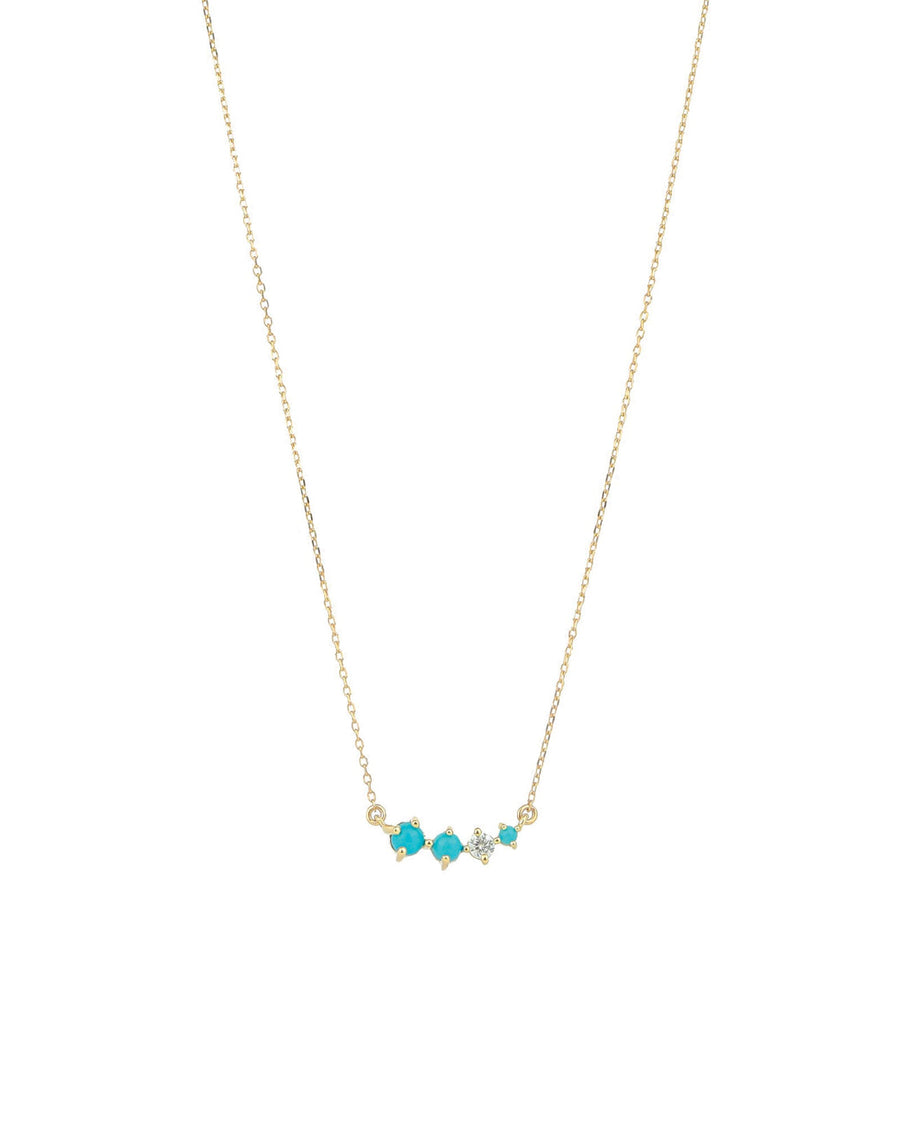 Adina Reyter-Graduated Turquoise + Diamond Curve Necklace-Necklaces-14k Yellow Gold, Diamond-Blue Ruby Jewellery-Vancouver Canada