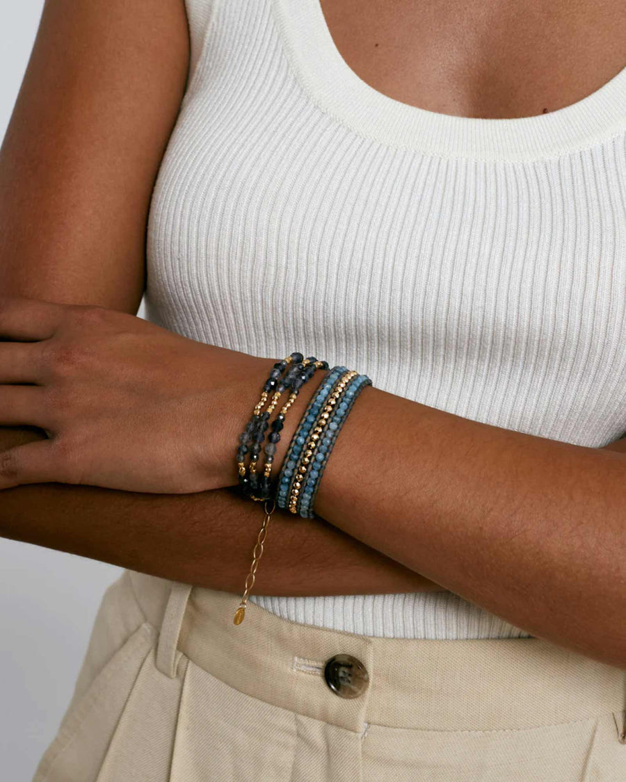 Chan Luu-Granada Naked Wrap Bracelet-Bracelets-18k Gold Vermeil, Iolite-Blue Ruby Jewellery-Vancouver Canada