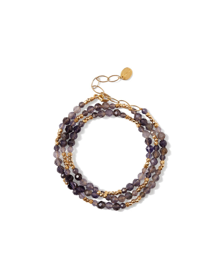 Chan Luu-Granada Naked Wrap Bracelet-Bracelets-18k Gold Vermeil, Iolite-Blue Ruby Jewellery-Vancouver Canada