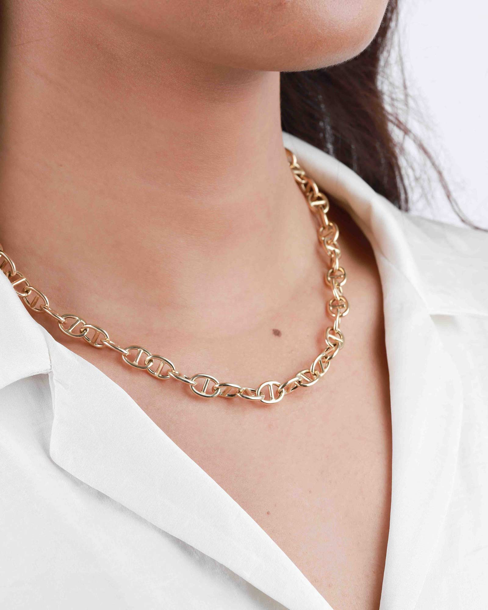 H Link Necklace-Necklaces-Goldhive-14k Yellow Gold-Blue Ruby Jewellery-Vancouver-Canada