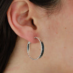 Tashi-Hammered Hoops I 25mm-Earrings-Hammered Sterling Silver-Blue Ruby Jewellery-Vancouver Canada