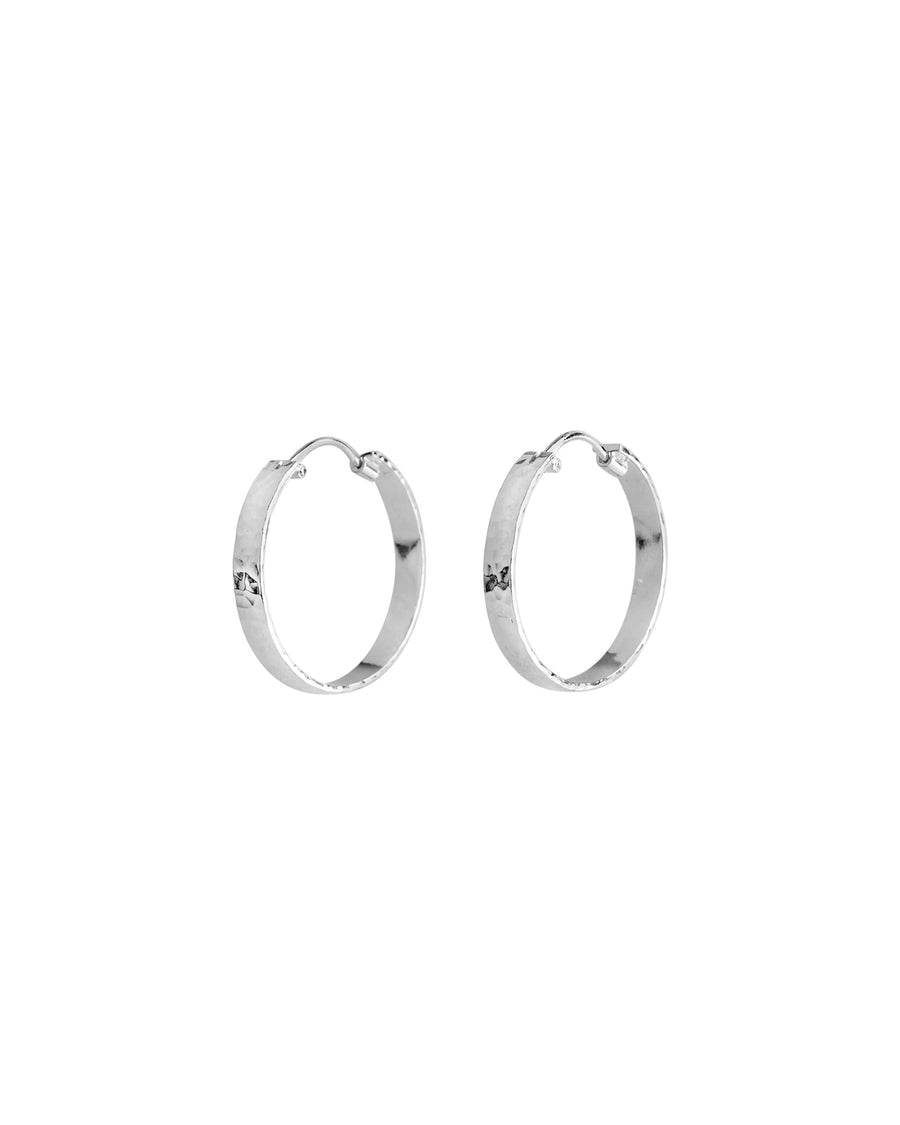 Tashi-Hammered Hoops I 25mm-Earrings-Hammered Sterling Silver-Blue Ruby Jewellery-Vancouver Canada