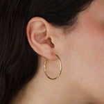 Tashi-Hammered Hoops I 35mm-Earrings-Hammered 14k Gold Vermeil-Blue Ruby Jewellery-Vancouver Canada