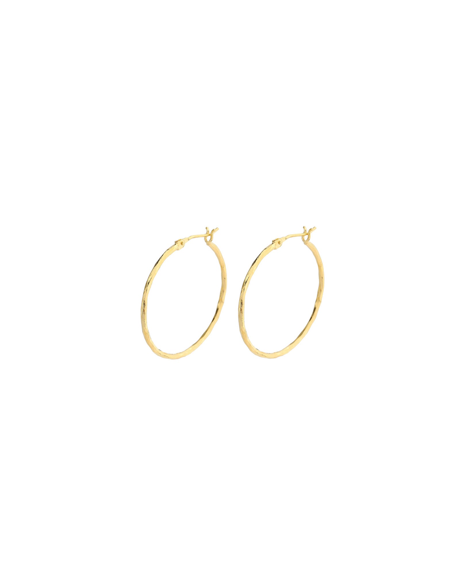 Tashi-Hammered Hoops I 35mm-Earrings-Hammered 14k Gold Vermeil-Blue Ruby Jewellery-Vancouver Canada