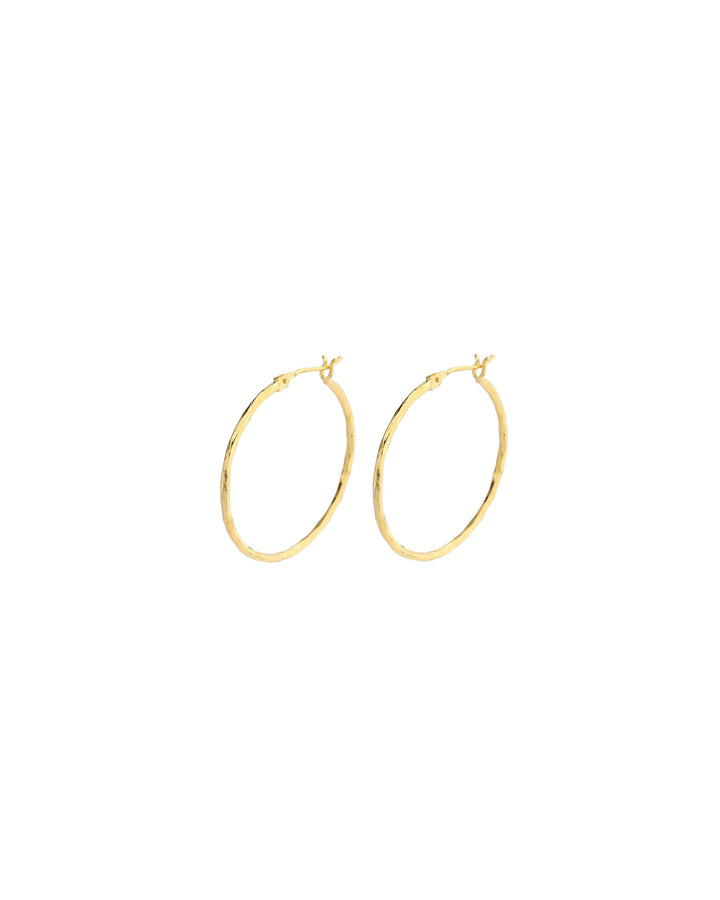 Tashi-Hammered Hoops I 35mm-Earrings-Hammered 14k Gold Vermeil-Blue Ruby Jewellery-Vancouver Canada