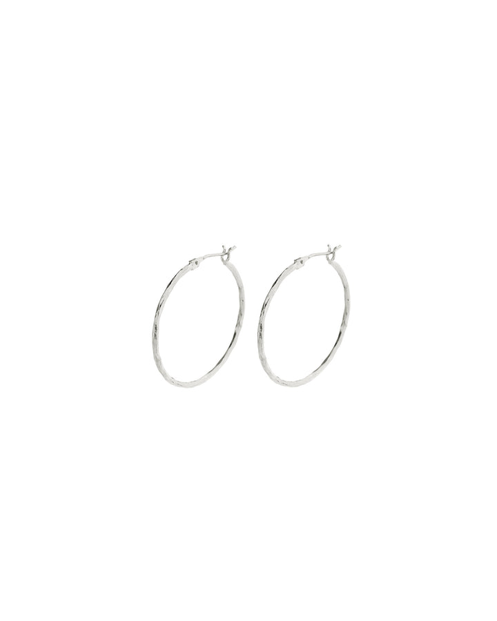 Tashi-Hammered Hoops I 35mm-Earrings-Hammered Sterling Silver-Blue Ruby Jewellery-Vancouver Canada