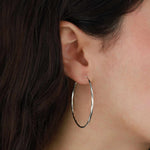 Tashi-Hammered Hoops I 45mm-Earrings-Hammered Sterling Silver-Blue Ruby Jewellery-Vancouver Canada