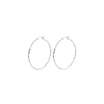 Tashi-Hammered Hoops I 45mm-Earrings-Hammered Sterling Silver-Blue Ruby Jewellery-Vancouver Canada