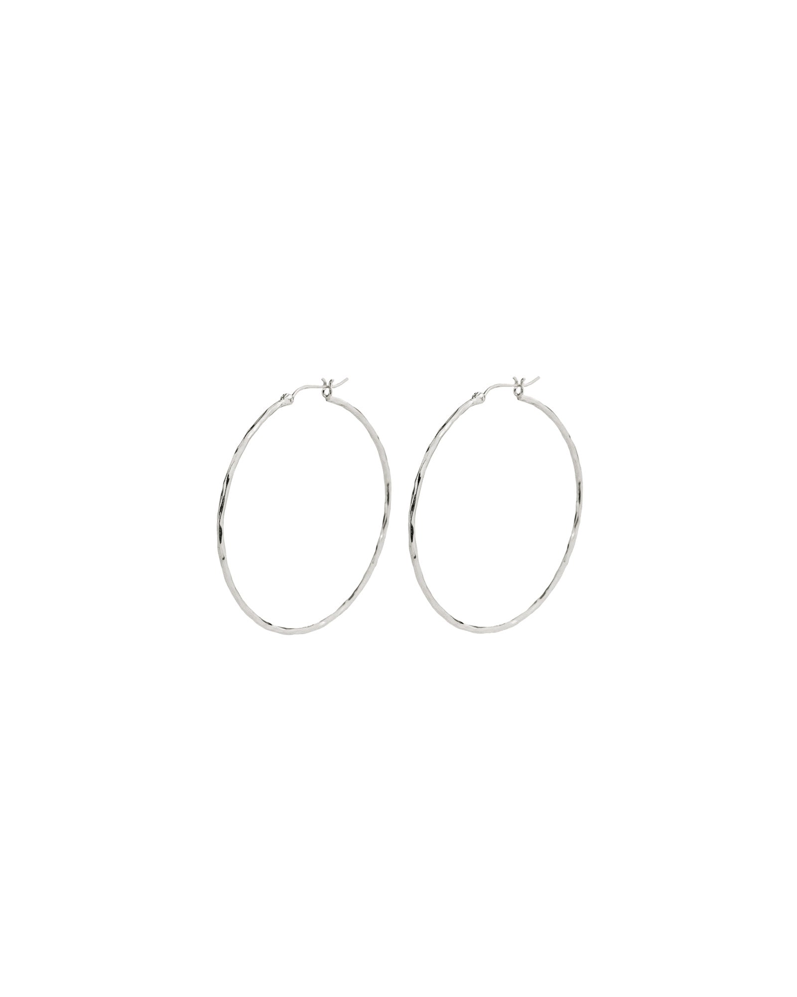 Tashi-Hammered Hoops I 45mm-Earrings-Hammered Sterling Silver-Blue Ruby Jewellery-Vancouver Canada
