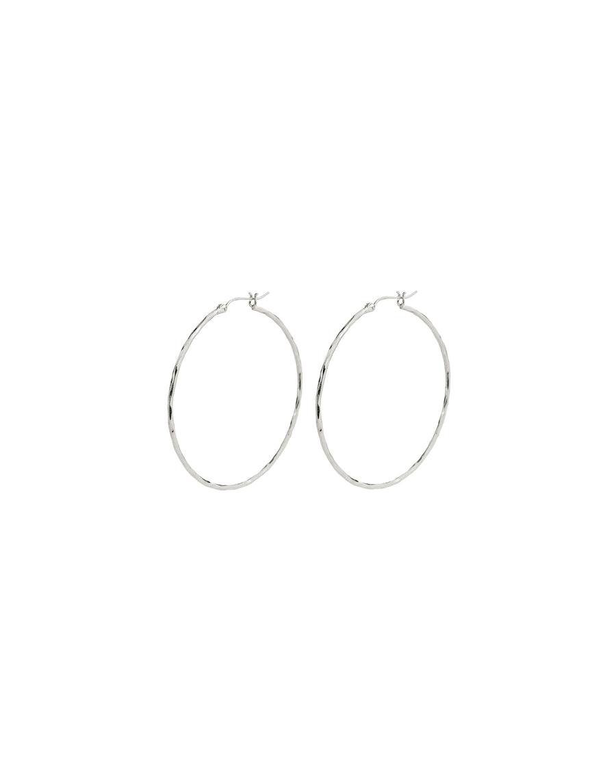 Tashi-Hammered Hoops I 45mm-Earrings-Hammered Sterling Silver-Blue Ruby Jewellery-Vancouver Canada