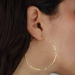 Tashi-Hammered Hoops I 55mm-Earrings-Hammered 14k Gold Vermeil-Blue Ruby Jewellery-Vancouver Canada