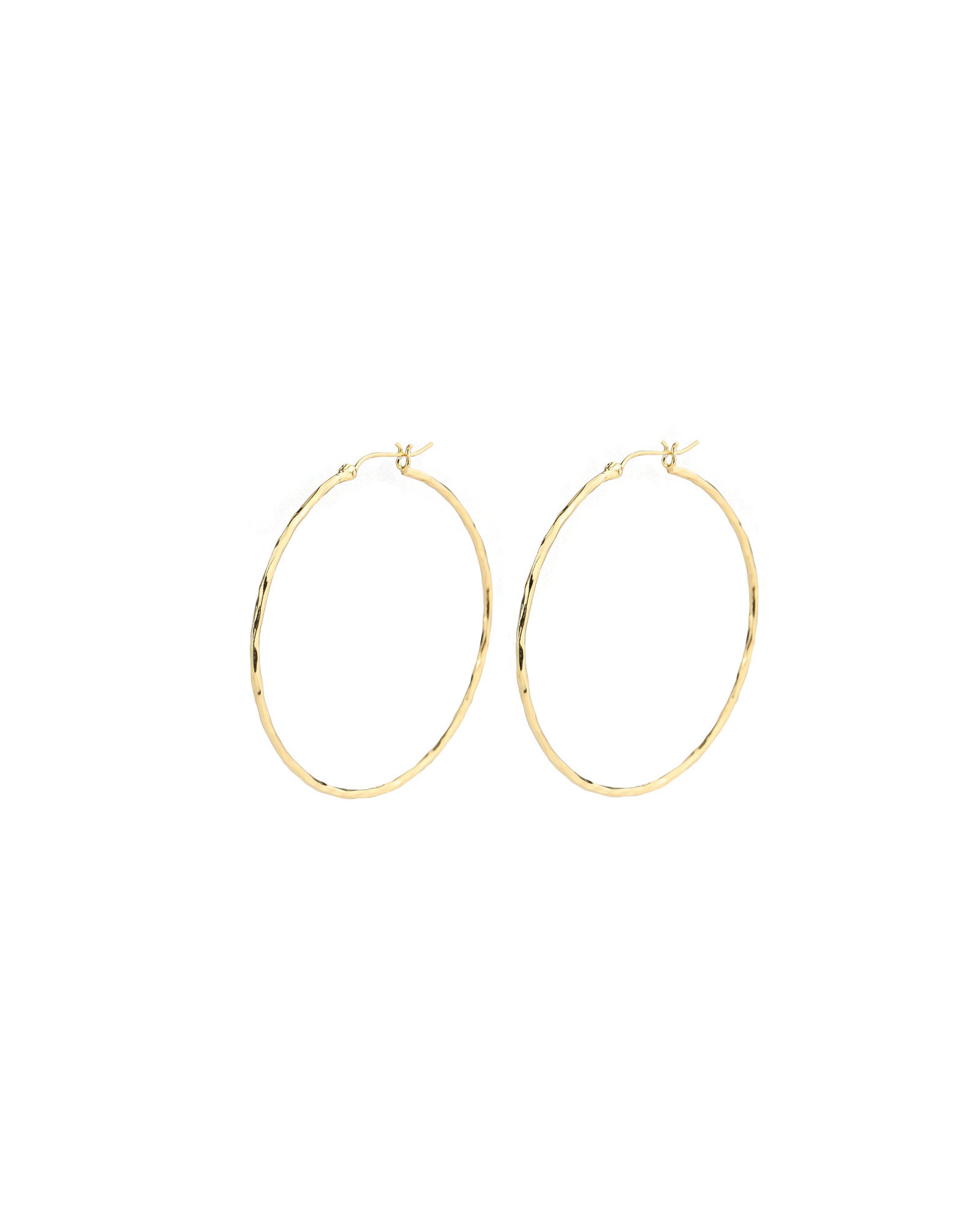 Tashi-Hammered Hoops I 55mm-Earrings-Hammered 14k Gold Vermeil-Blue Ruby Jewellery-Vancouver Canada