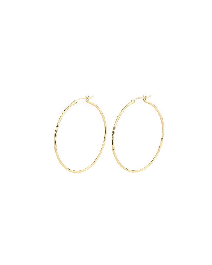 Tashi-Hammered Hoops I 55mm-Earrings-Hammered 14k Gold Vermeil-Blue Ruby Jewellery-Vancouver Canada