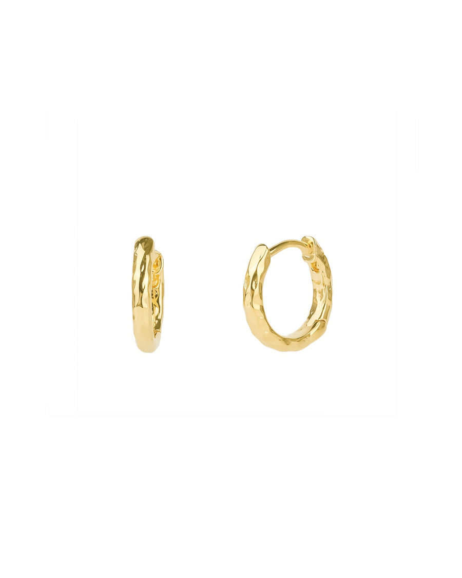Tashi-Hammered Huggies | 13mm-Earrings-14k Gold Vermeil-Blue Ruby Jewellery-Vancouver Canada