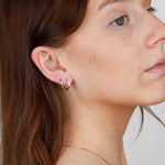 Tashi-Hammered Huggies | 13mm-Earrings-Sterling Silver-Blue Ruby Jewellery-Vancouver Canada