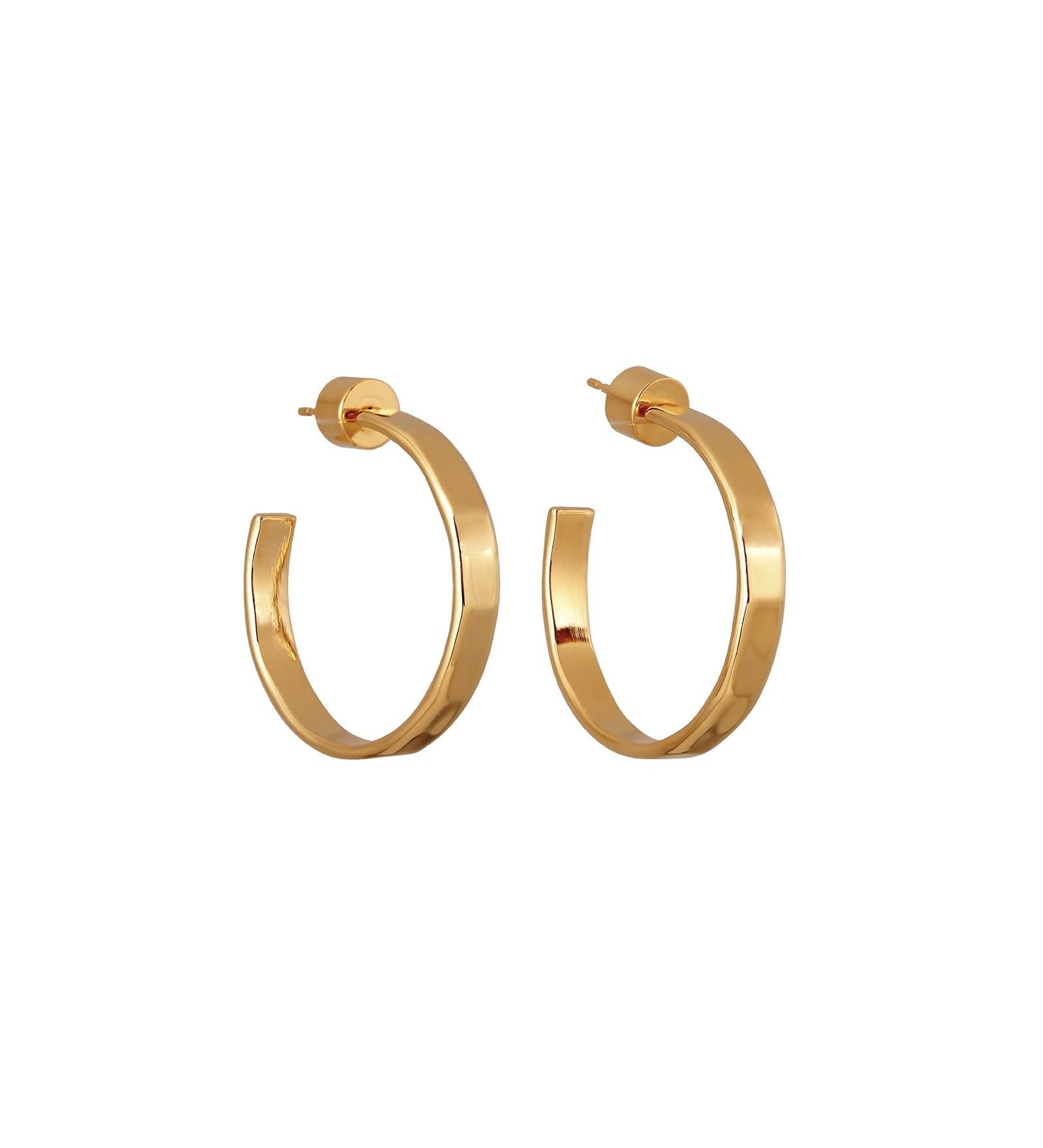 Martha Calvo-Hammered Simi Hoops-Earrings-14k Gold Plated-Blue Ruby Jewellery-Vancouver Canada