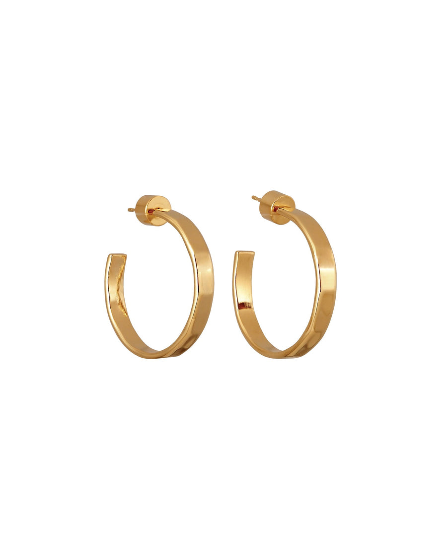 Martha Calvo-Hammered Simi Hoops-Earrings-14k Gold Plated-Blue Ruby Jewellery-Vancouver Canada