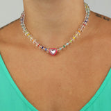 Martha Calvo-Heart Crystal Necklace-Necklaces-14k Gold Plated-Blue Ruby Jewellery-Vancouver Canada