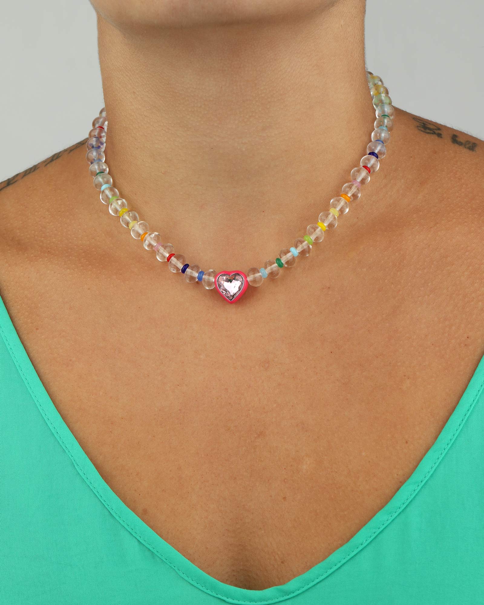 Martha Calvo-Heart Crystal Necklace-Necklaces-14k Gold Plated-Blue Ruby Jewellery-Vancouver Canada