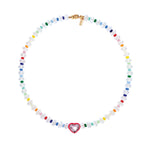 Martha Calvo-Heart Crystal Necklace-Necklaces-14k Gold Plated-Blue Ruby Jewellery-Vancouver Canada