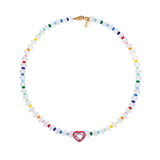 Martha Calvo-Heart Crystal Necklace-Necklaces-14k Gold Plated-Blue Ruby Jewellery-Vancouver Canada