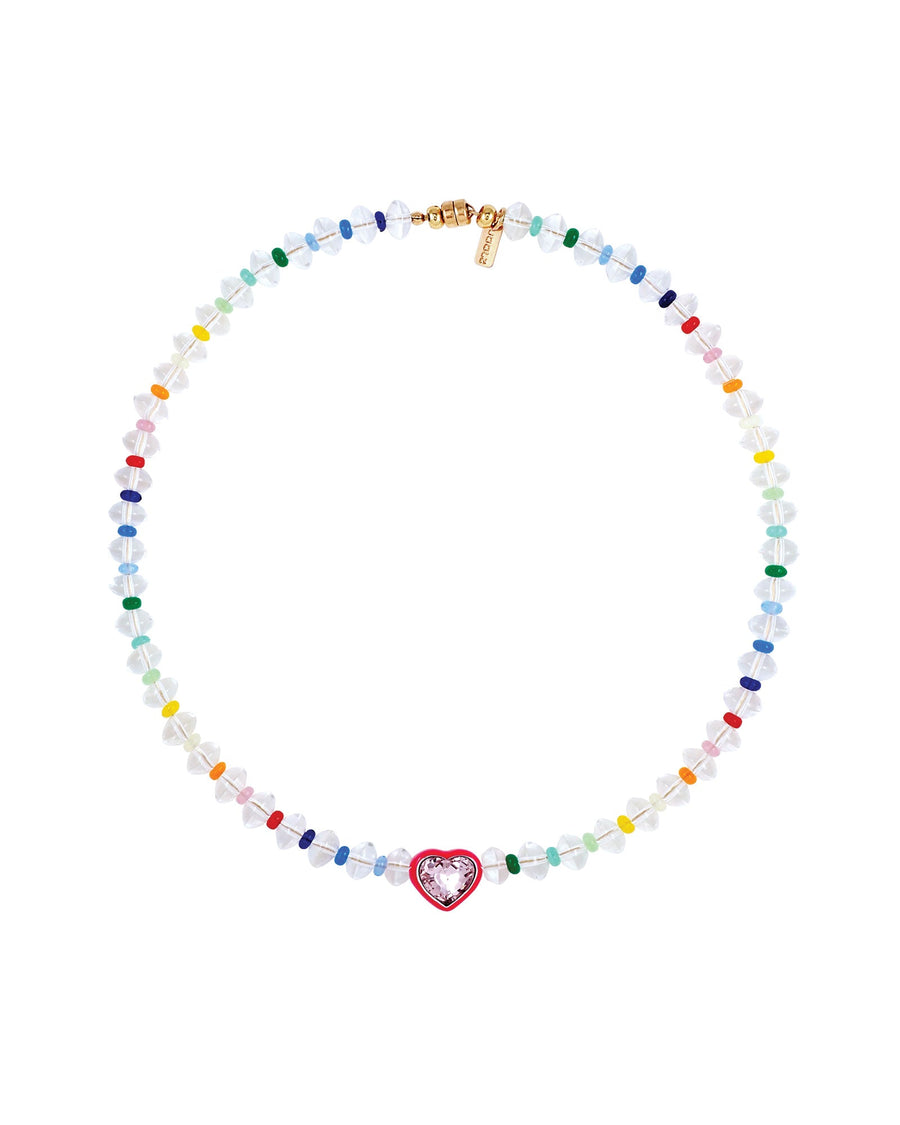 Martha Calvo-Heart Crystal Necklace-Necklaces-14k Gold Plated-Blue Ruby Jewellery-Vancouver Canada