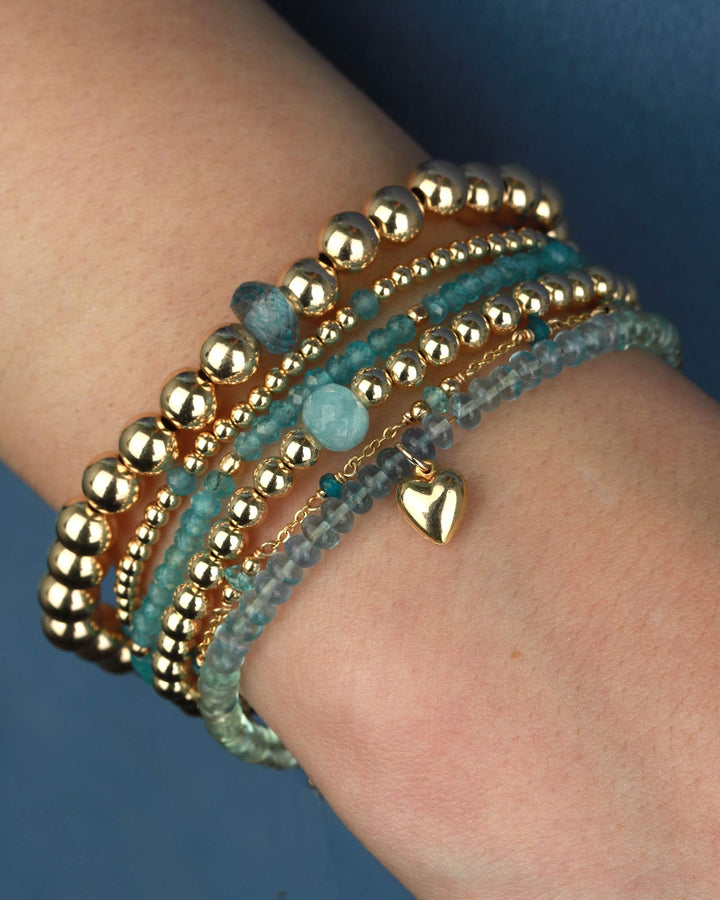 Cause We Care-Heart Drop Stone Bracelet-Bracelets-14k Gold Filled, Fluorite-Blue Ruby Jewellery-Vancouver Canada