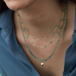 Cause We Care-Heart Drop Stone Necklace-Necklaces-14k Gold Filled, Flurite-Blue Ruby Jewellery-Vancouver Canada