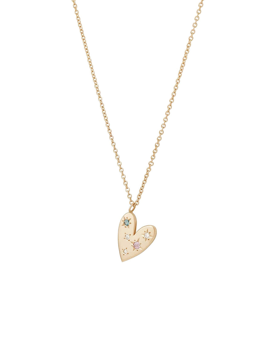 Quiet Icon-Heart Mixed CZ Necklace-Necklaces-14k Gold Vermeil, Cubic Zirconia-Blue Ruby Jewellery-Vancouver Canada