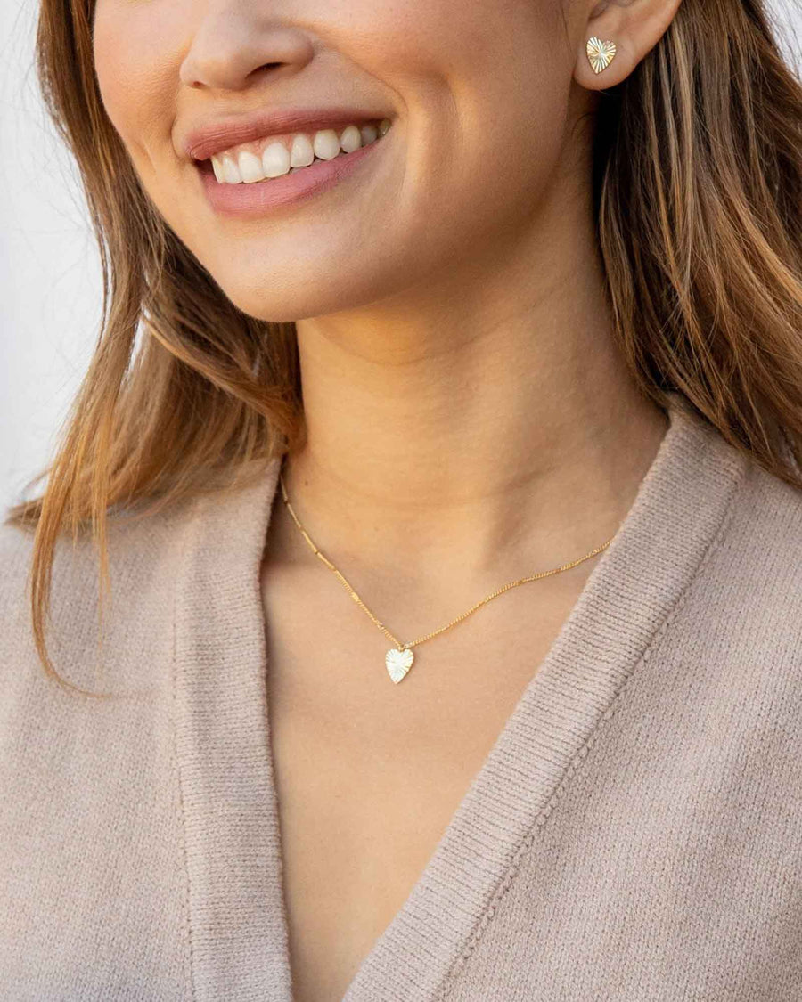 Quiet Icon-Heart Ray Necklace-Necklaces-14k Gold Vermeil-Blue Ruby Jewellery-Vancouver Canada