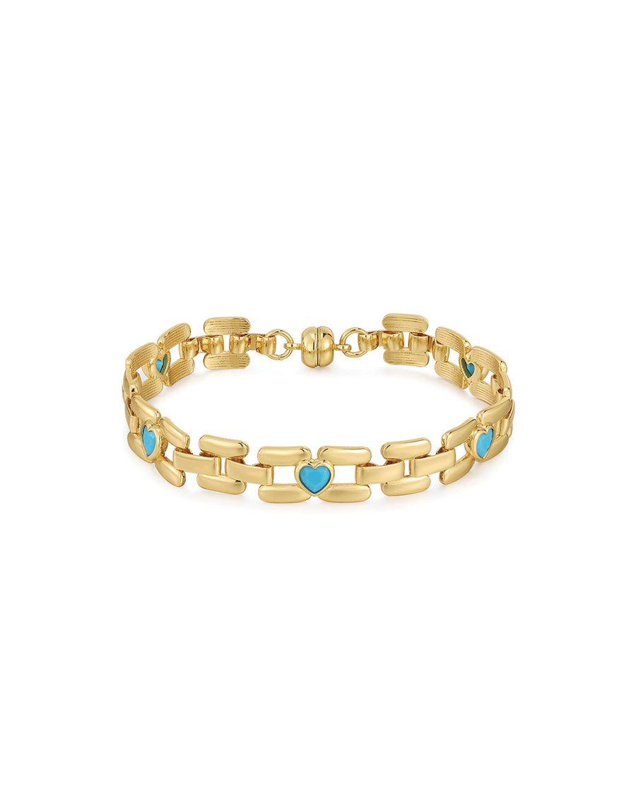 Luv AJ-Heart Stone Link Bracelet-Bracelets-18k Gold Plated, Turquoise-Blue Ruby Jewellery-Vancouver Canada