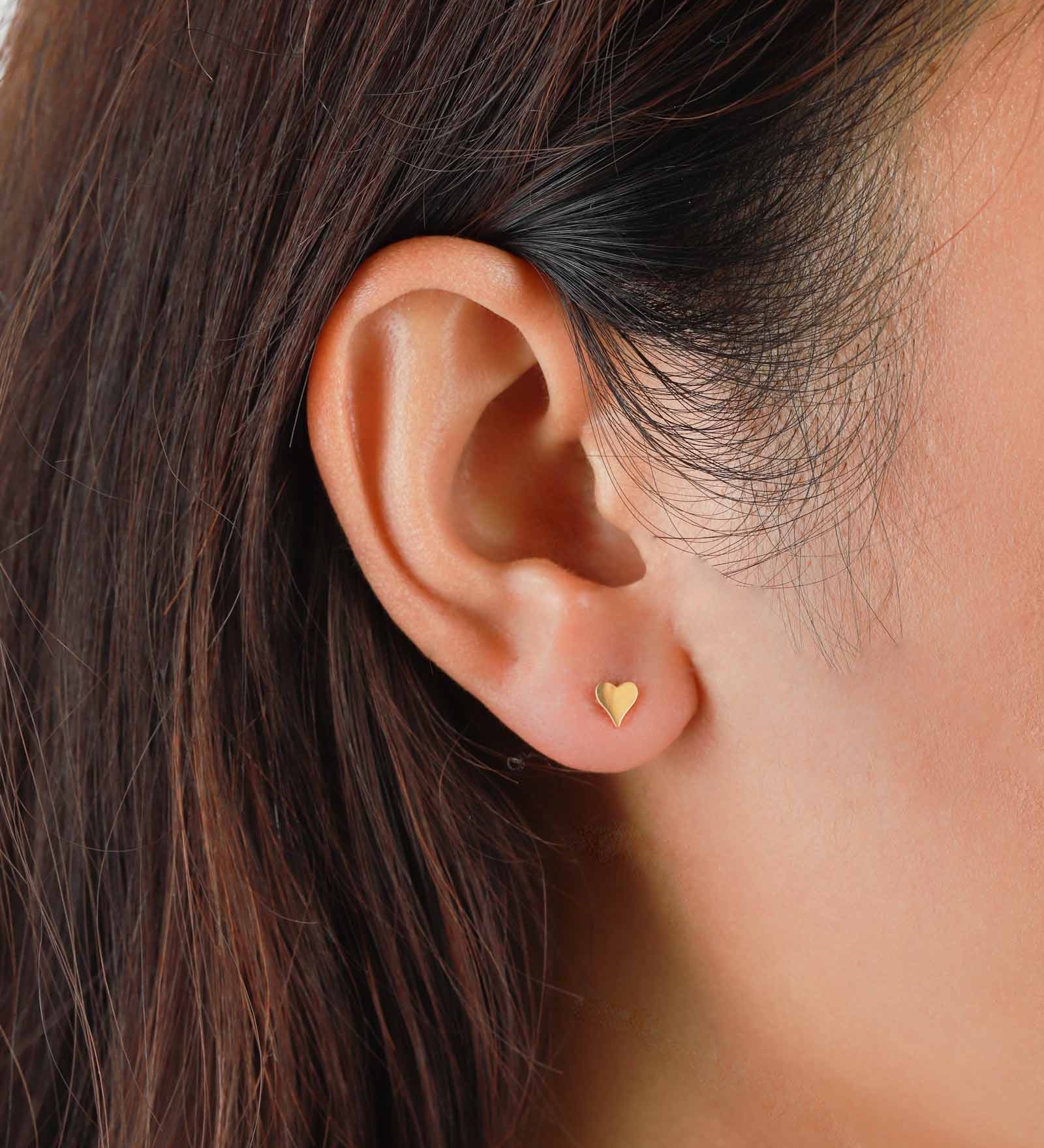 Heart Studs-Earrings-Goldhive-14k Yellow Gold-Blue Ruby Jewellery-Vancouver-Canada