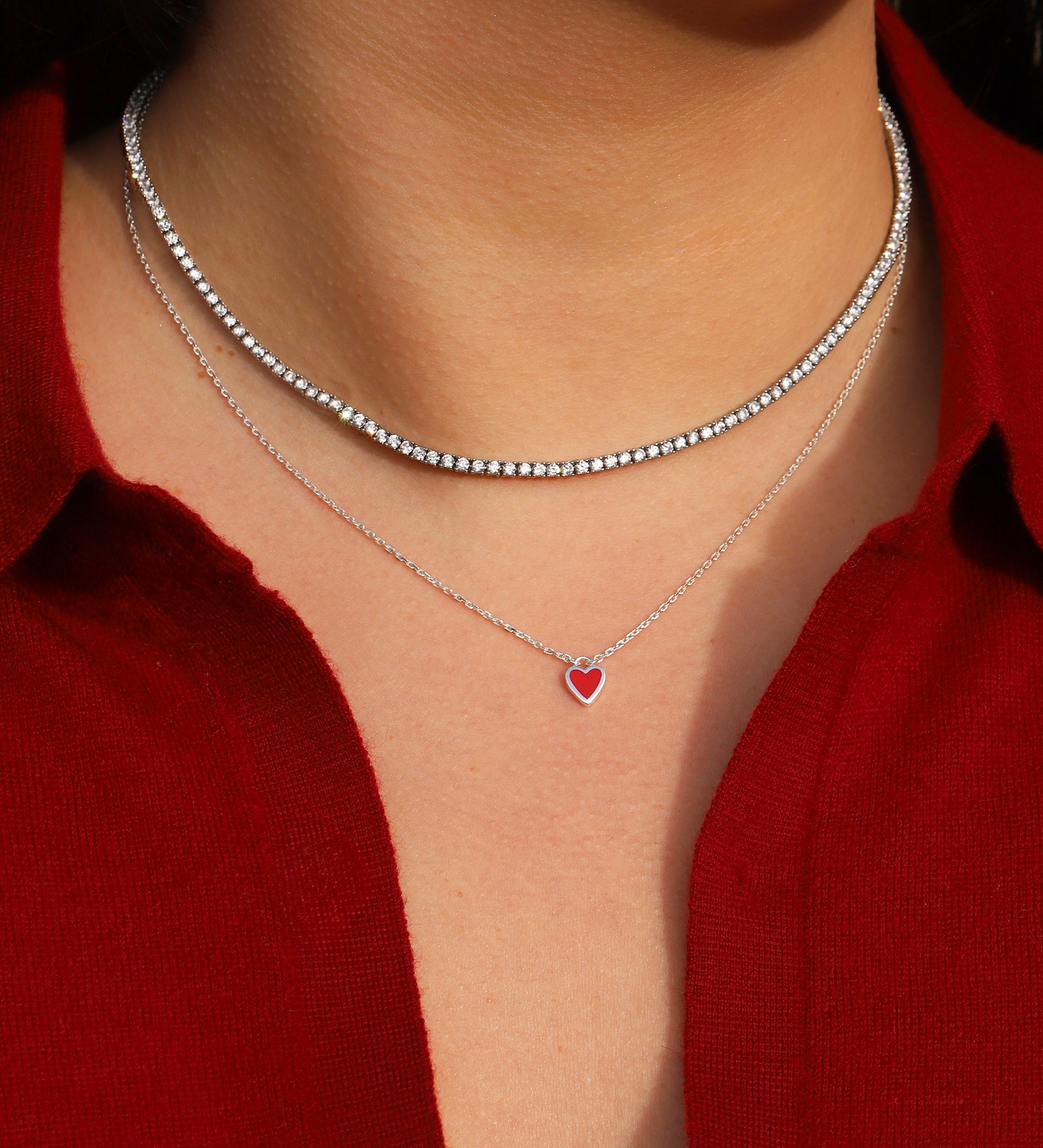 Tashi-Enamel Small Heart Necklace-Necklaces-Blue Ruby Jewellery-Vancouver Canada