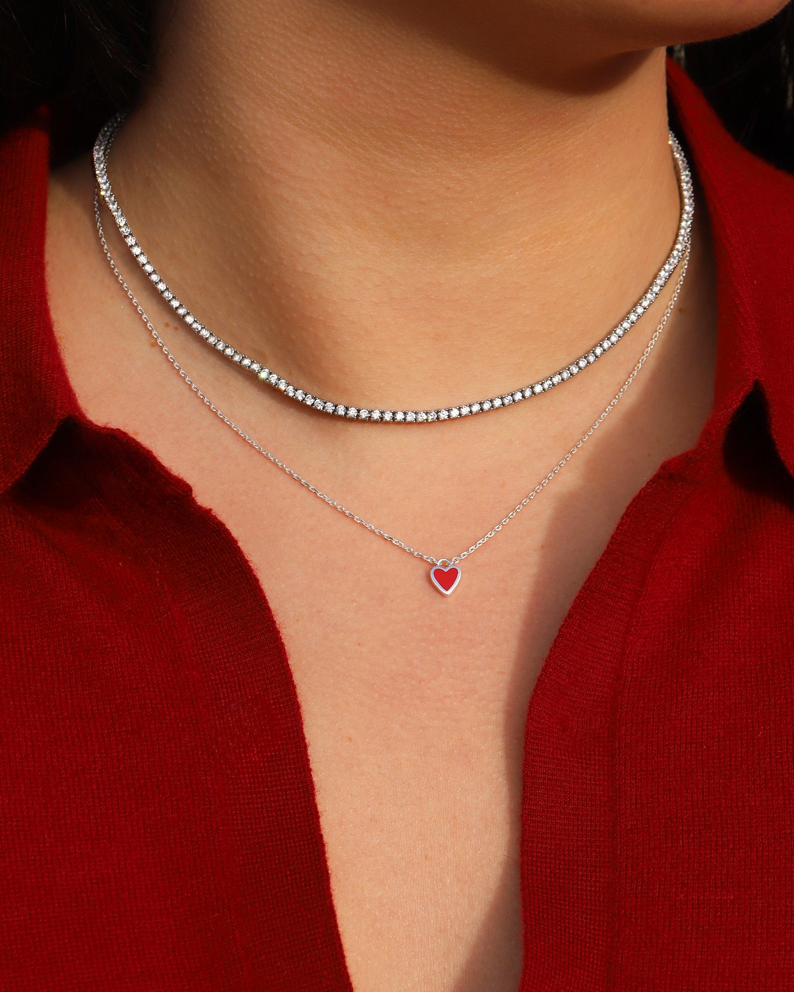 Tashi-Enamel Small Heart Necklace-Necklaces-Blue Ruby Jewellery-Vancouver Canada