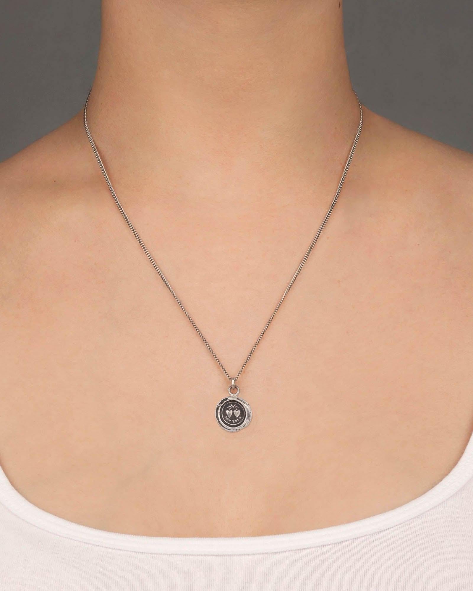 Hearts Talisman-Oxidized Sterling Silver-Blue Ruby Jewellery-Vancouver Canada