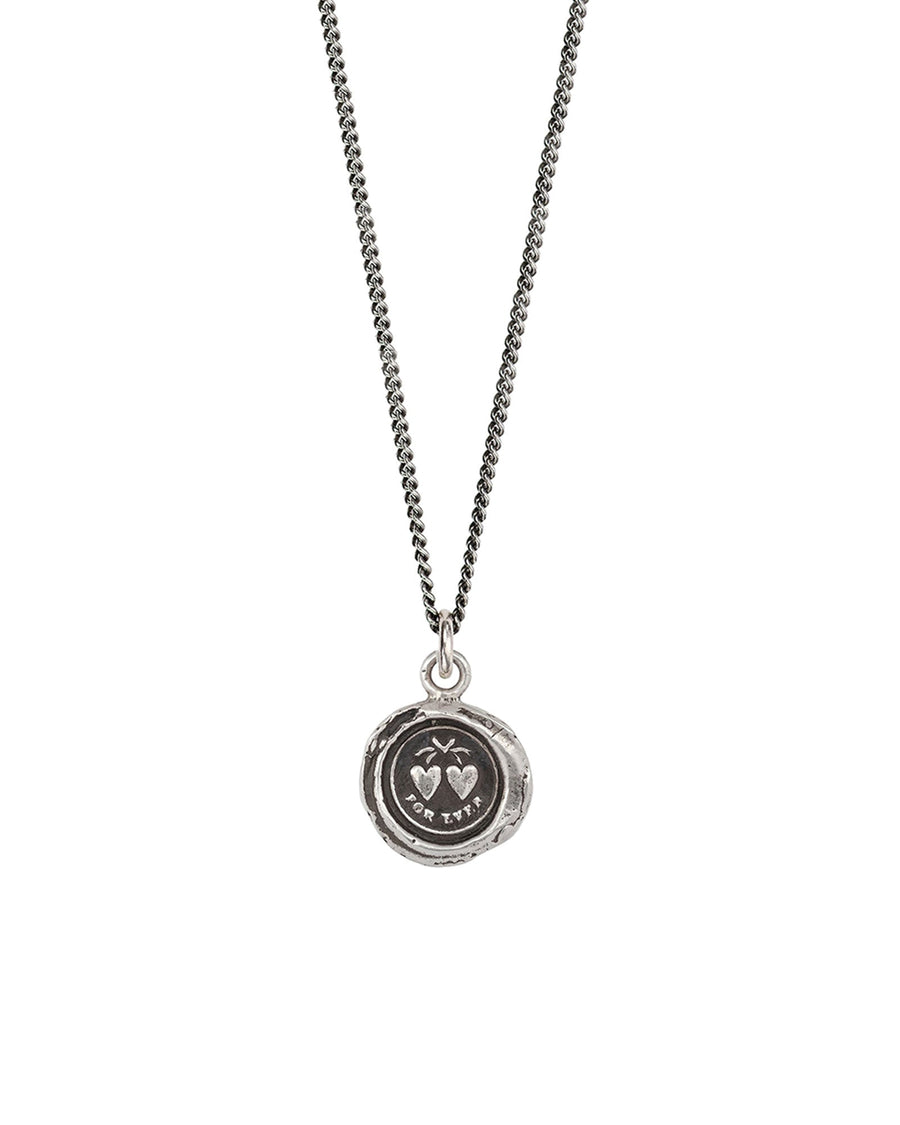 Pyrrha-Hearts Talisman-Necklaces-Oxidized Sterling Silver-Blue Ruby Jewellery-Vancouver Canada