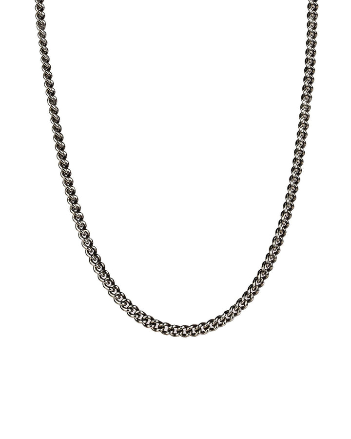 Pyrrha-Heavy Curb Chain-Necklaces-Blackened Sterling Silver-Blue Ruby Jewellery-Vancouver Canada