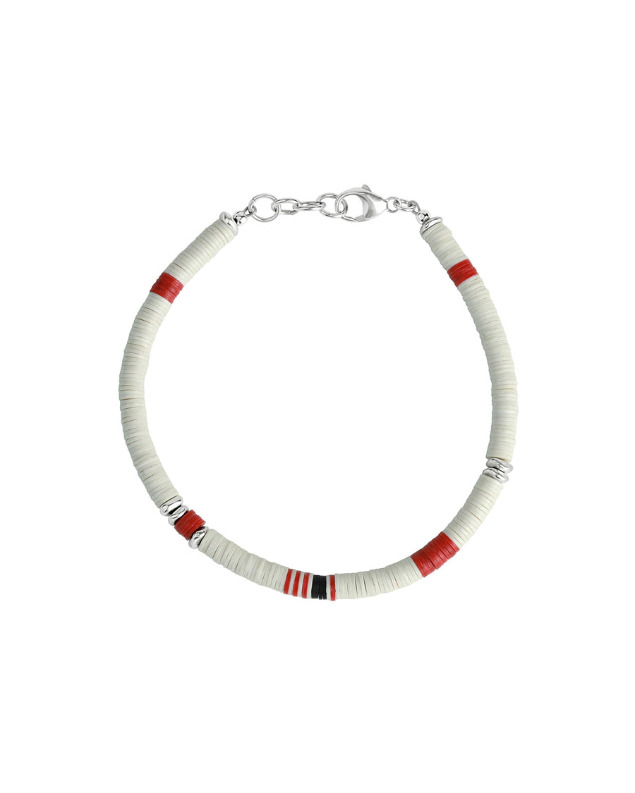 Finley & Wilder-Heishi Disc Bracelet I Multi-Bracelets-White Beads, Red Beads, Black Beads, Sterling Silver-Blue Ruby Jewellery-Vancouver Canada