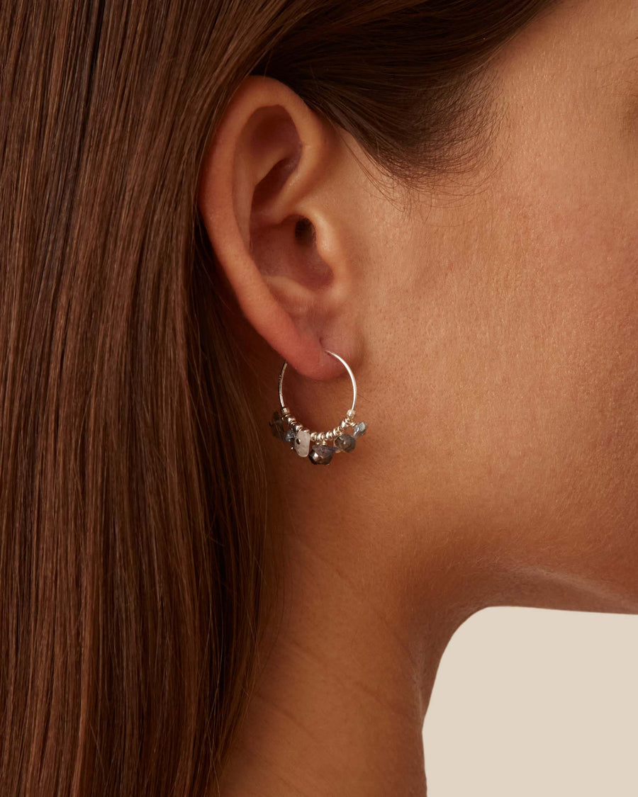 Chan Luu-Heishi Hoops-Earrings-Sterling Silver-Blue Ruby Jewellery-Vancouver Canada