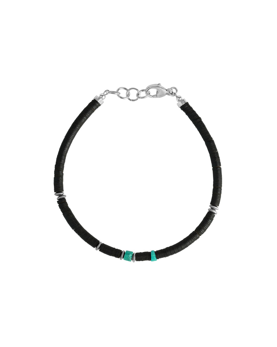 Finley & Wilder-Heishi Stone Disc Bracelet-Bracelets-Black Beads, Turquoise, Sterling Silver-Blue Ruby Jewellery-Vancouver Canada