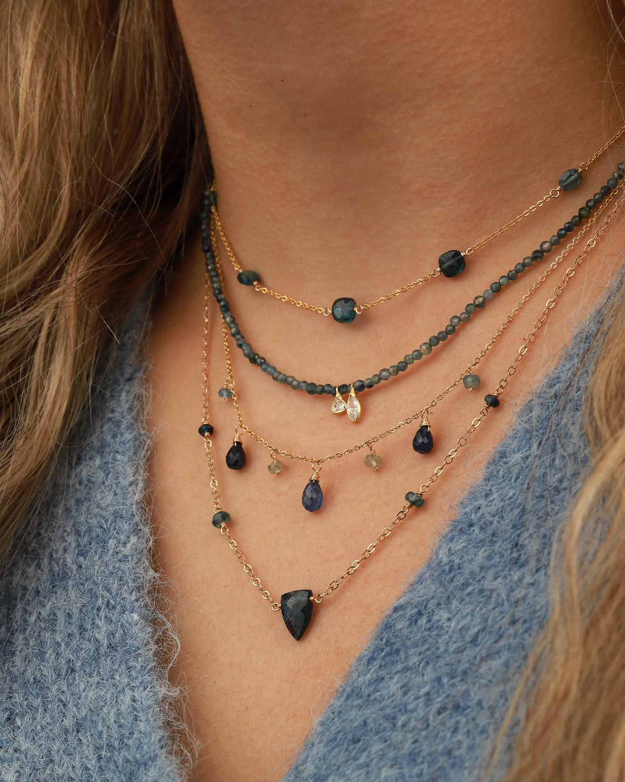Poppy Rose-Helena Necklace-Necklaces-14k Gold-fill, Blue Kyanite, Blue Sapphire, Aquamarine-Blue Ruby Jewellery-Vancouver Canada